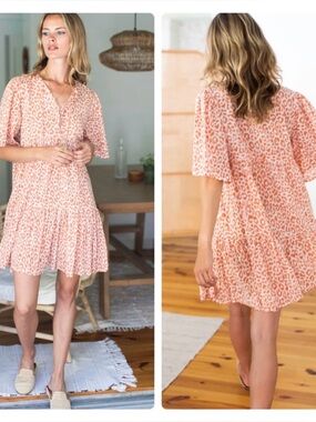 Emerson Fry Isla Dress Sunbaked Leopard Organic Size M/L NWT